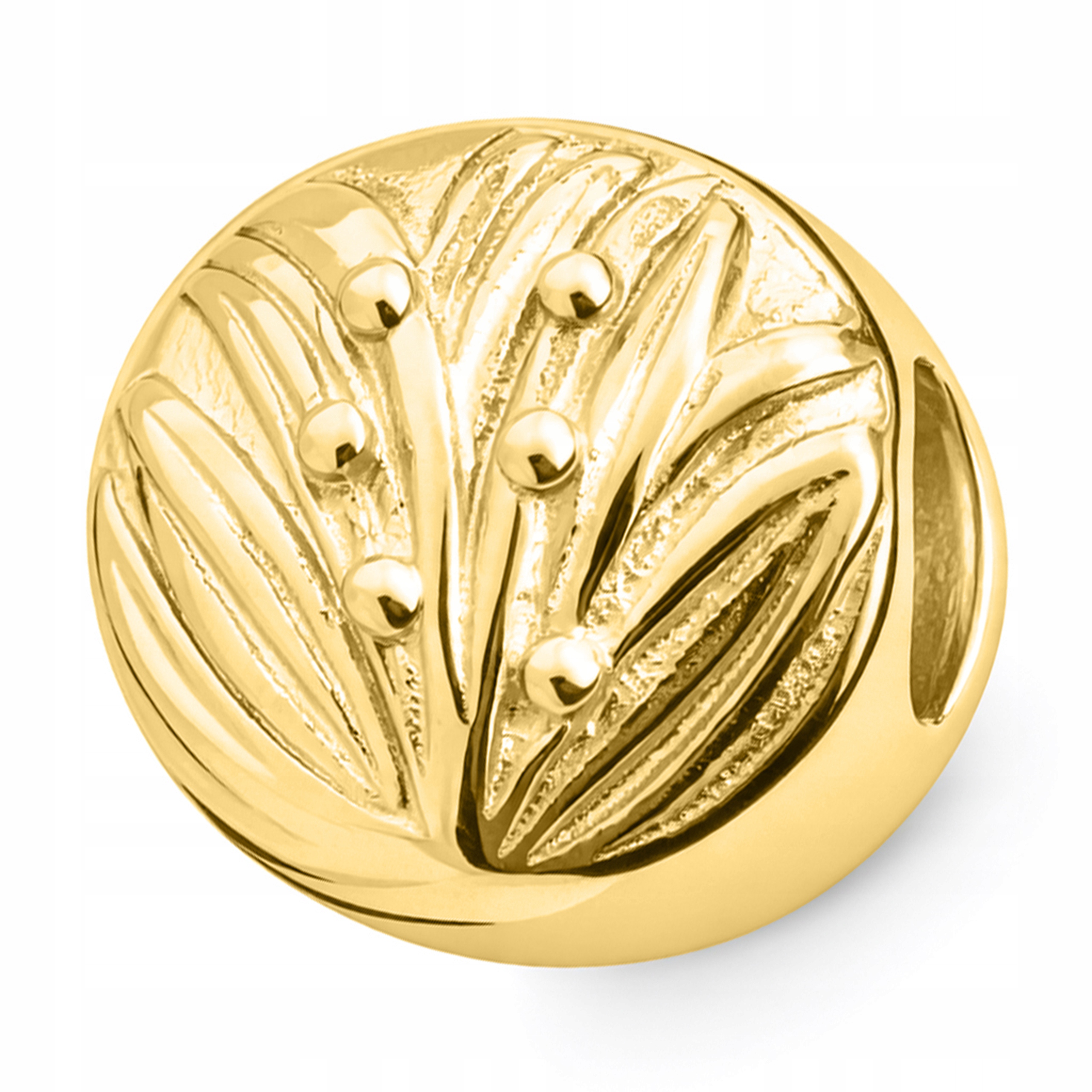 Zlatý Charms Listy Kulatý Přívěsek Beads Palma Stříbro 925