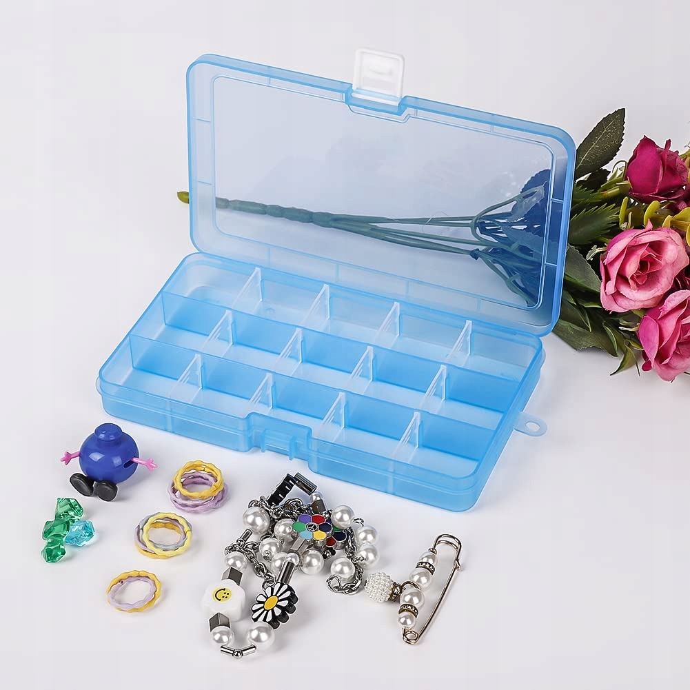 POJEMNIK ORGANIZER KASETKA NA ŚRUBKI LEKI TABLETKI Kolor dominujący przeźroczysty