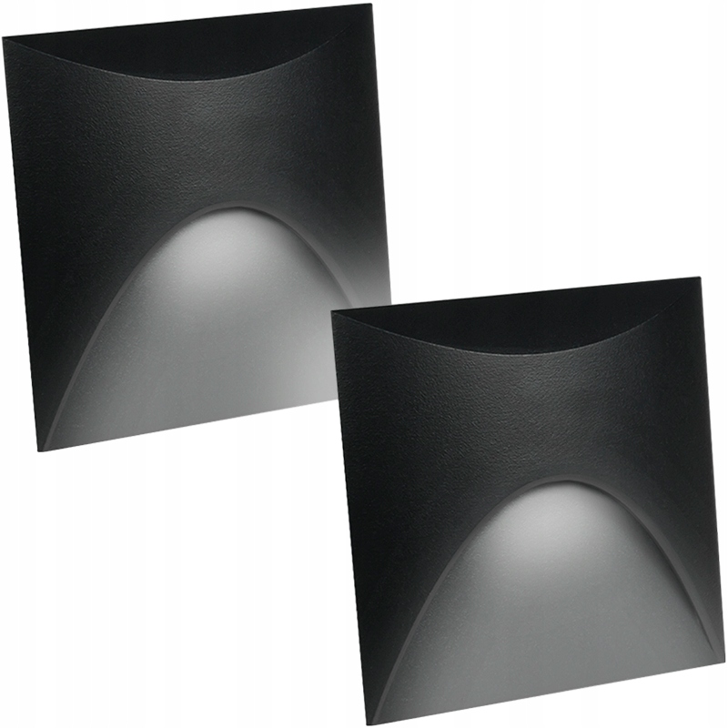 2x Czarne Kwadratowe Lampki Oprawy Schodowe Led Z Kwadrat Aluminium 230V