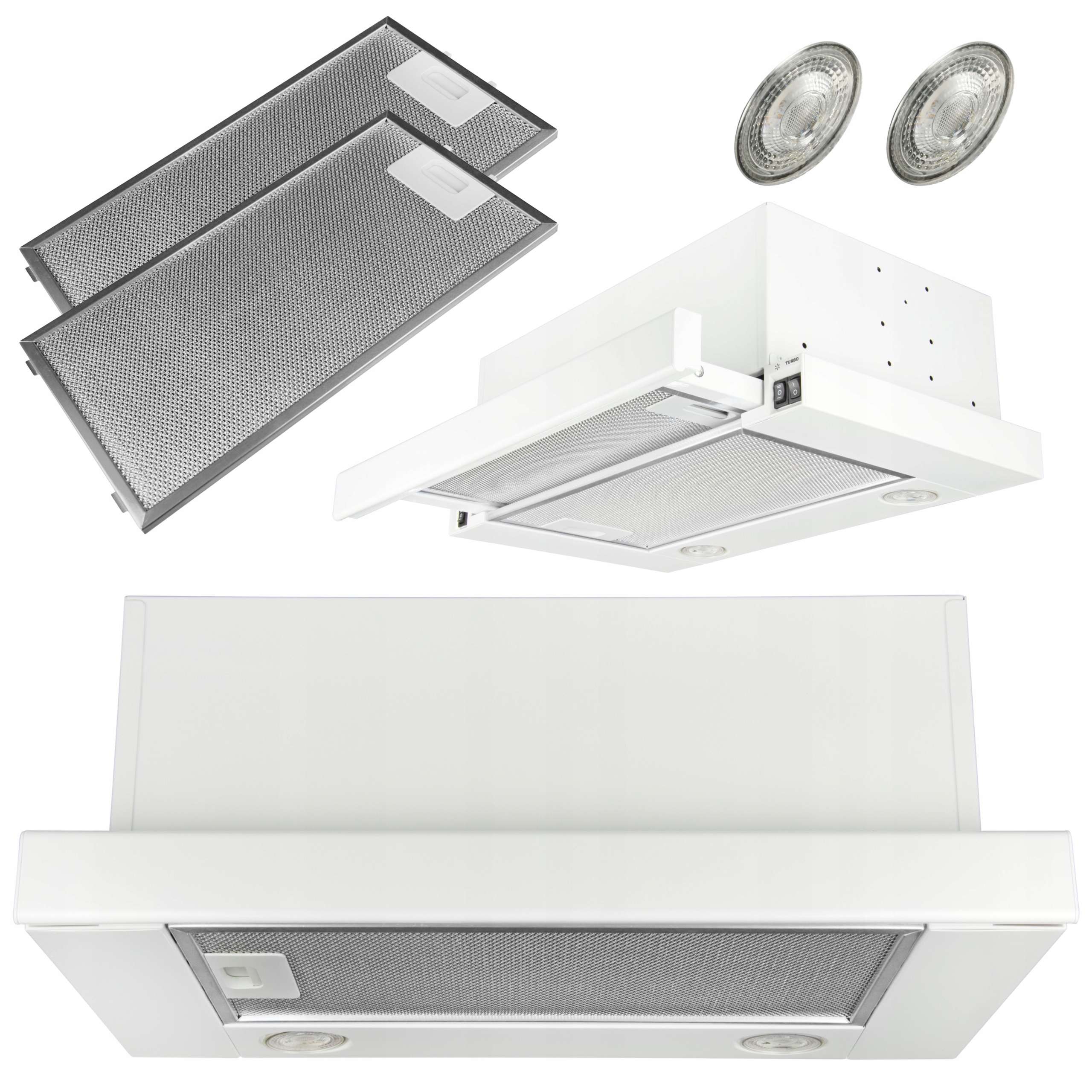 Kuchynský Teleskopický Podskrinkový Digestor Na Zabudovanie, Biely, 50 CM, Led Slim