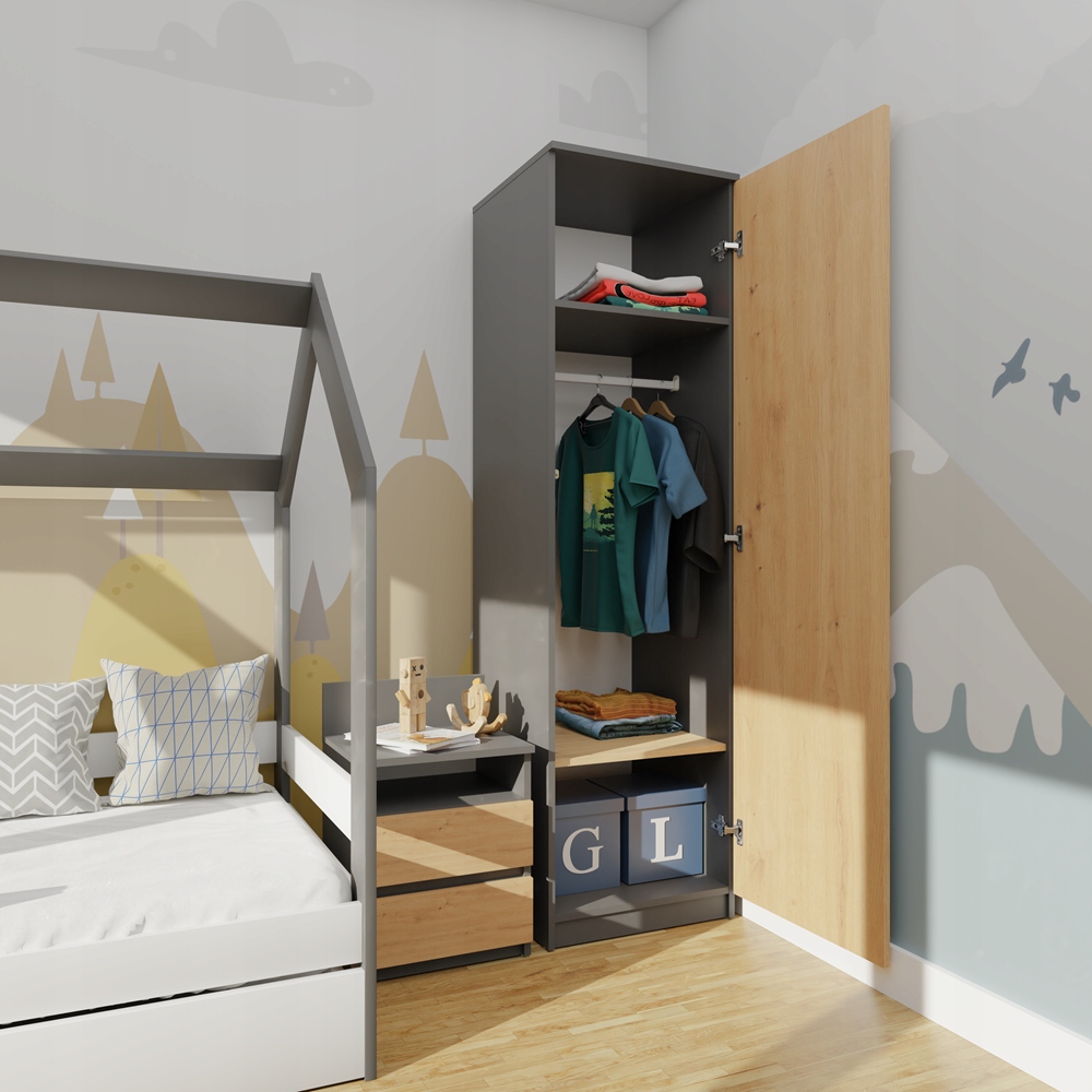 DUŻA NOWOCZESNA 50/180CM SZAFA SZAFKA SŁUPEK REGAŁ KOMODA ANTRACYT ARTISAN Kolor frontów dąb artisan