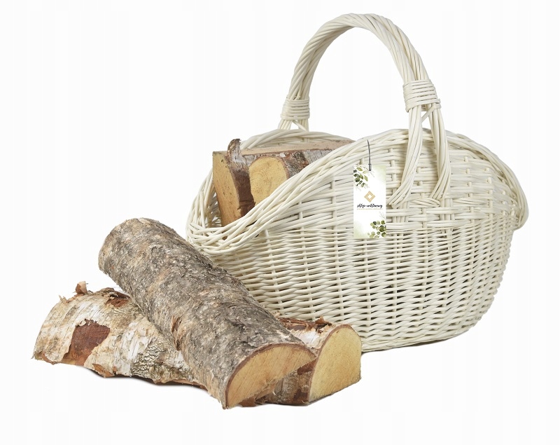 Proutěný košík na dřevo do krbu Bílý XL