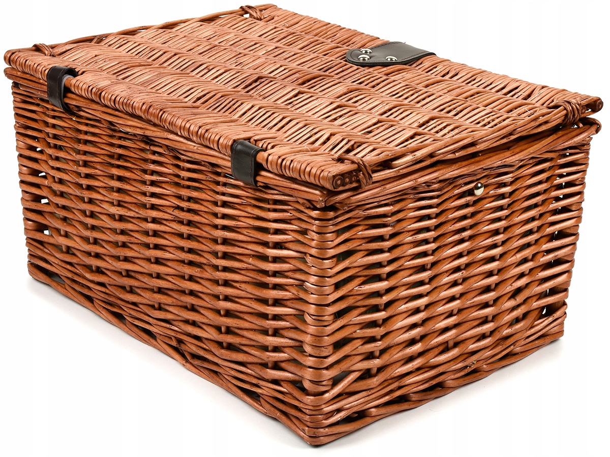 КОШИК ДЛЯ ПІКНІКА ПЛЕТЕНІ ТАРІЛКИ СТОЛОВІ ПРИБОРИ 4 ЛЮДИНИ