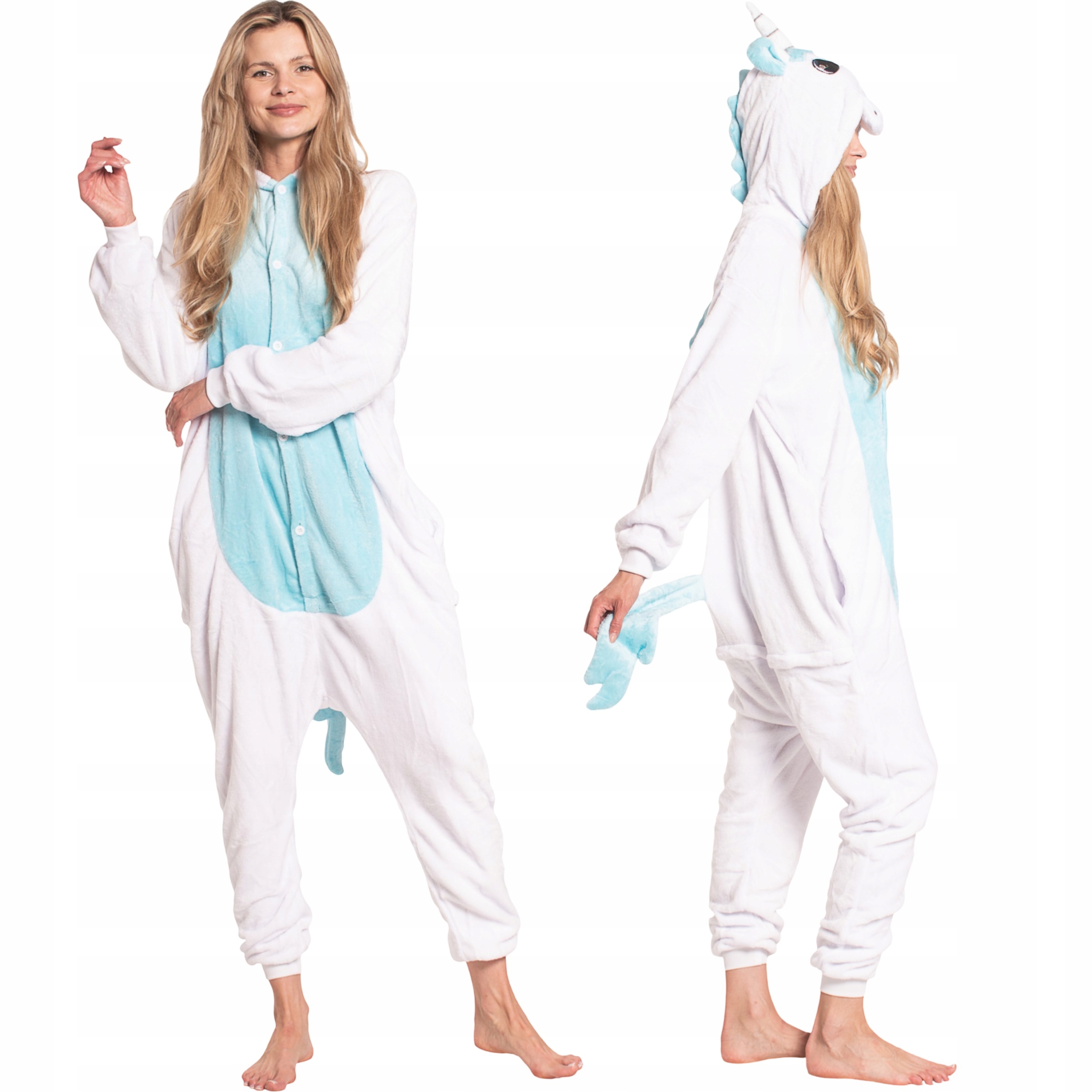 Dámské pyžamo kombinéza Kigurumi Overal Jednorožec Modrá 165-175 cm L