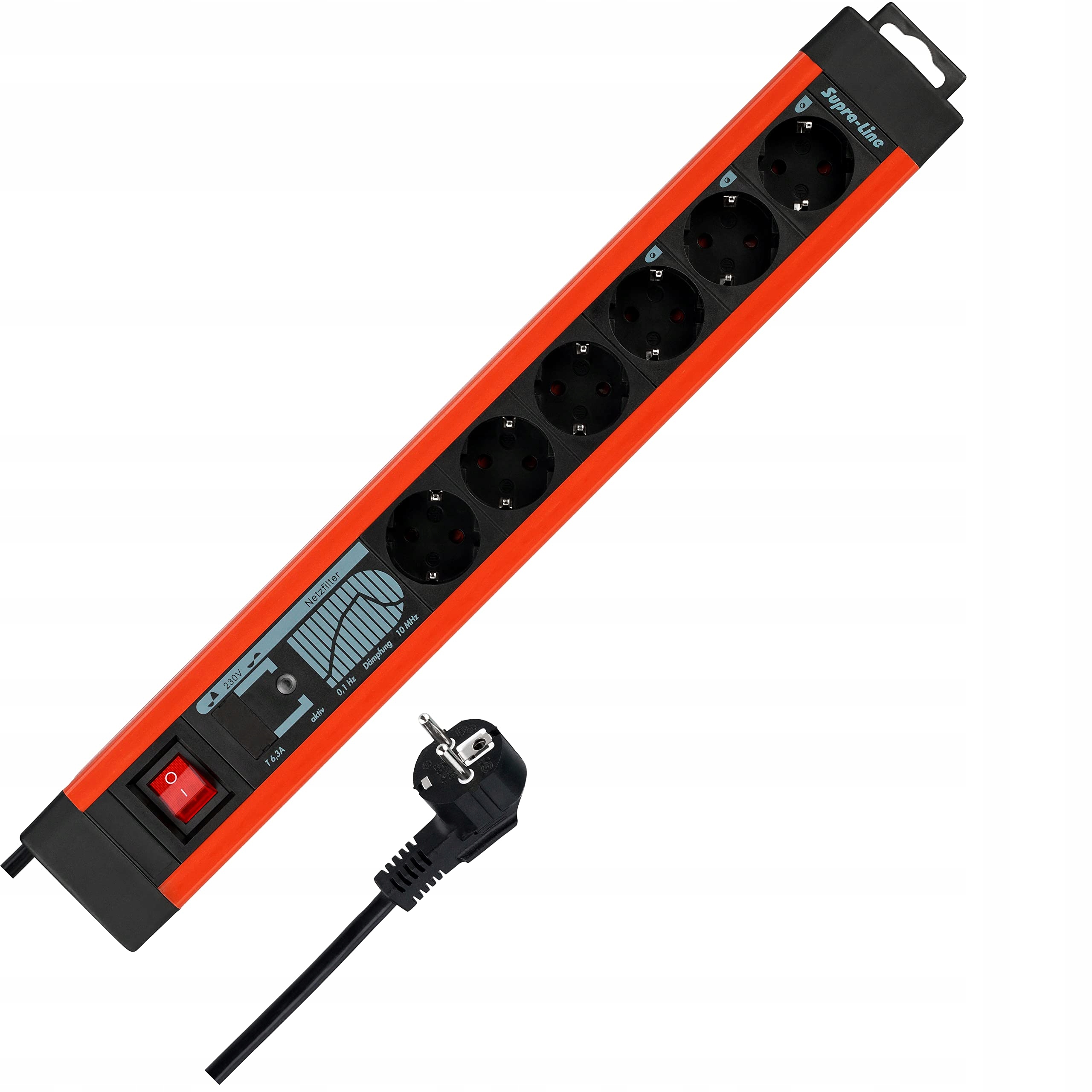 Zásuvková lišta Rev 6-f. Pc socket line, 3,0 m 1 zásuvka 3 m černá