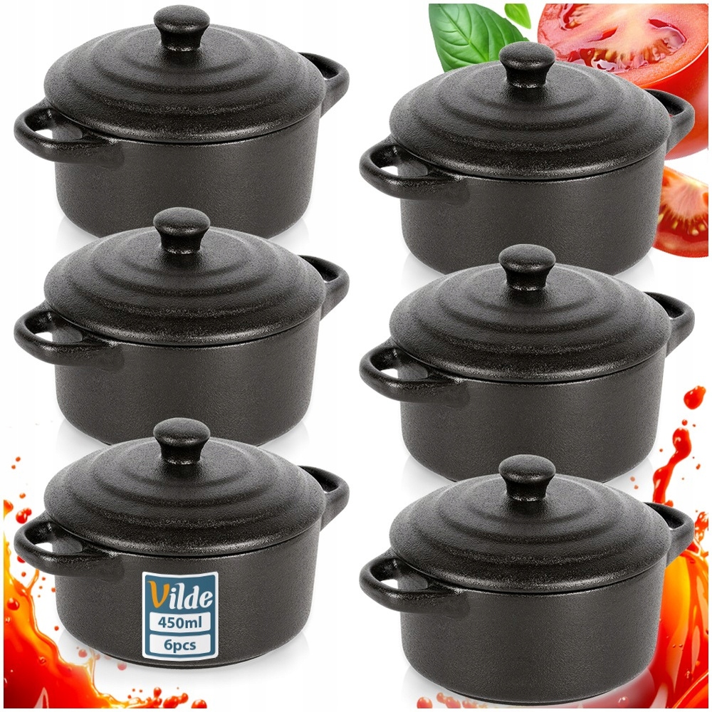 6 x zapékací nádoba žáruvzdorná miska kokilka víko 450 ml