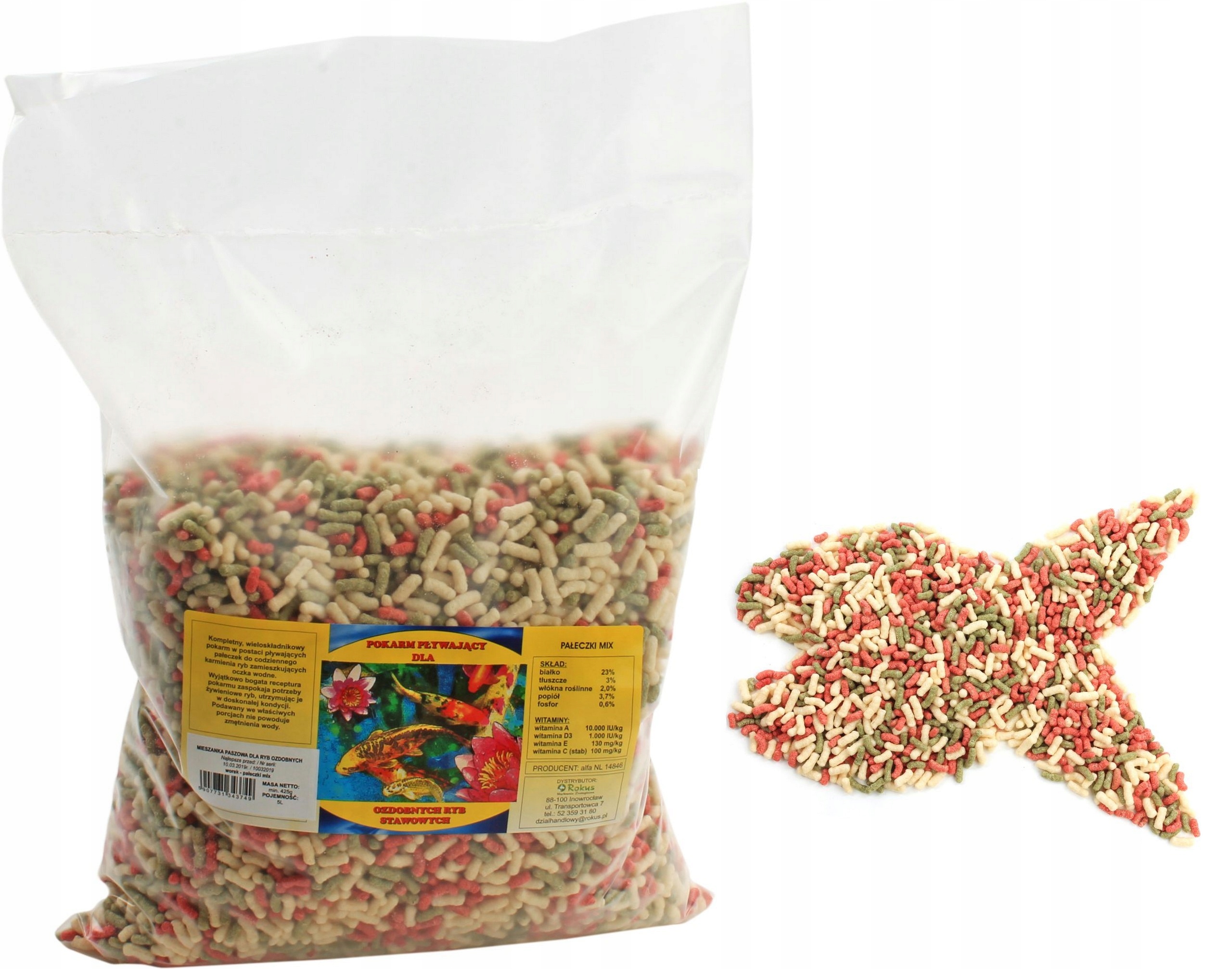 

Pokarm Dla Ryb Stawowych Koi Pałeczki Mix worek 5L