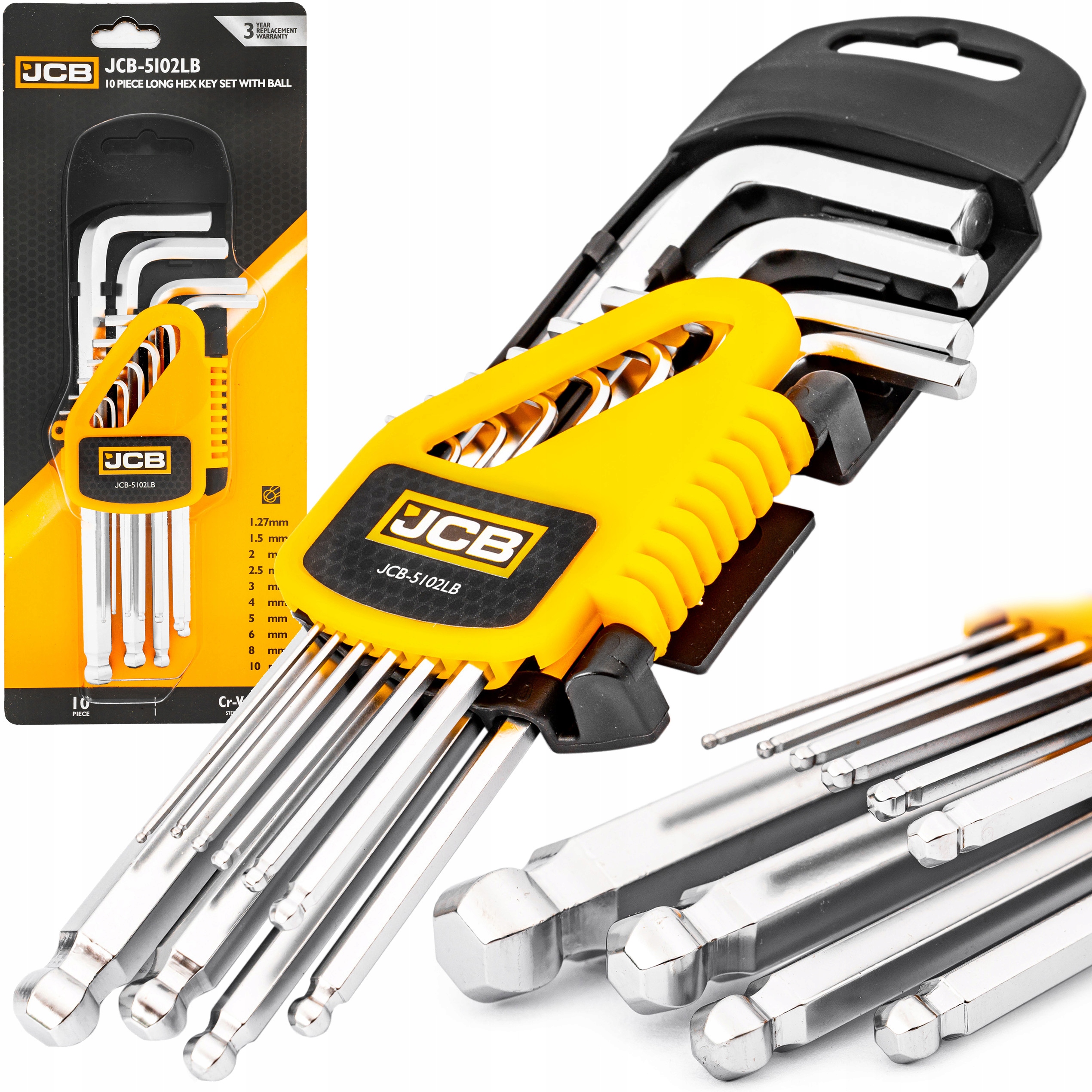 Zestaw Klucze Imbusowe Wkrętaki Jcb Imbus Crv Z Kulką 10el 1,27-10mm