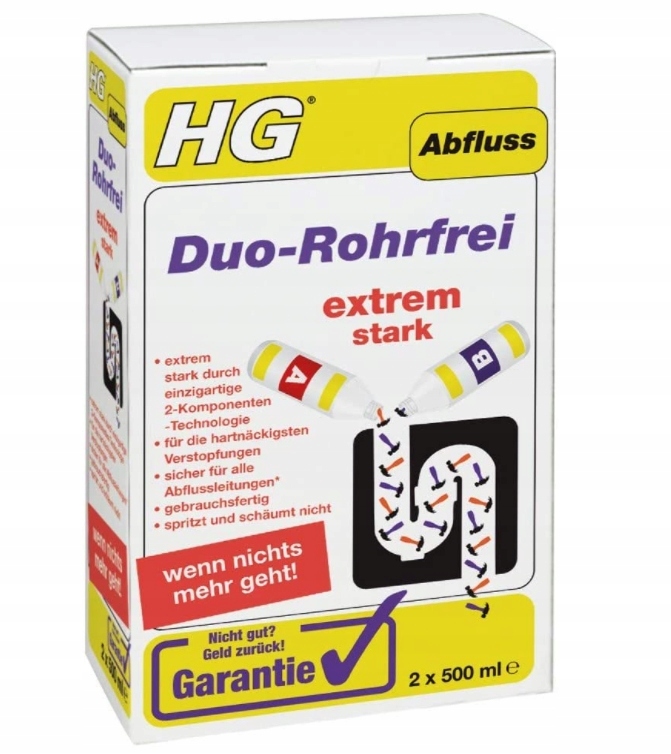 

Hg, Duo-Rohrfrei Środek do czyszczenia rur 2x500ml