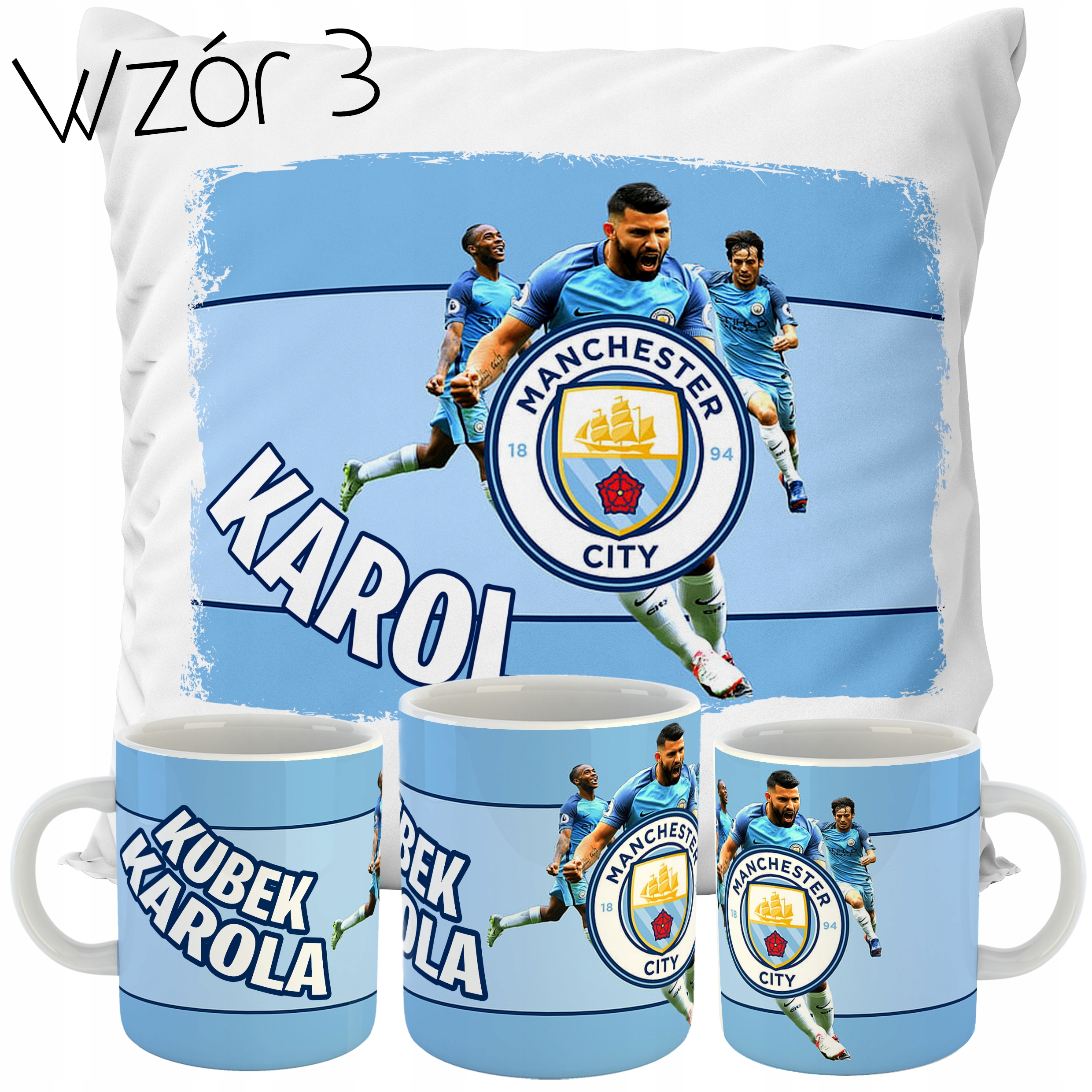 ZESTAW KUBEK + PODUSZKA MANCHESTER CITY F.C IMIĘ Rodzaj dekoracyjna