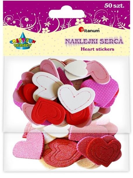

Kolorowe serca piankowe naklejki 50szt, Craft-fun