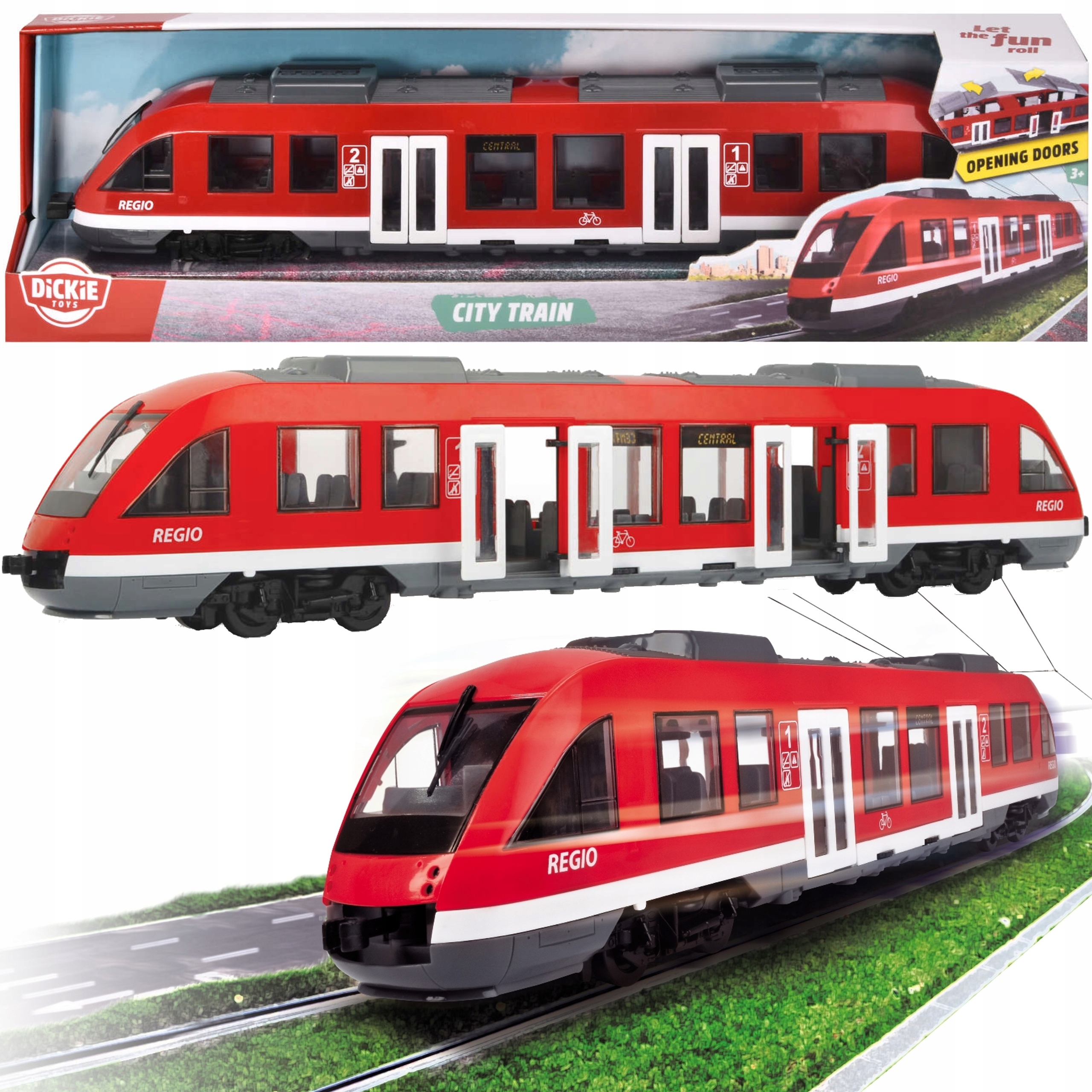 Wielki Pociąg Miejski Szybki Tramwaj Kolejka Otwierane Drzwi Pojazd 45 CM-Zdjęcie-0
