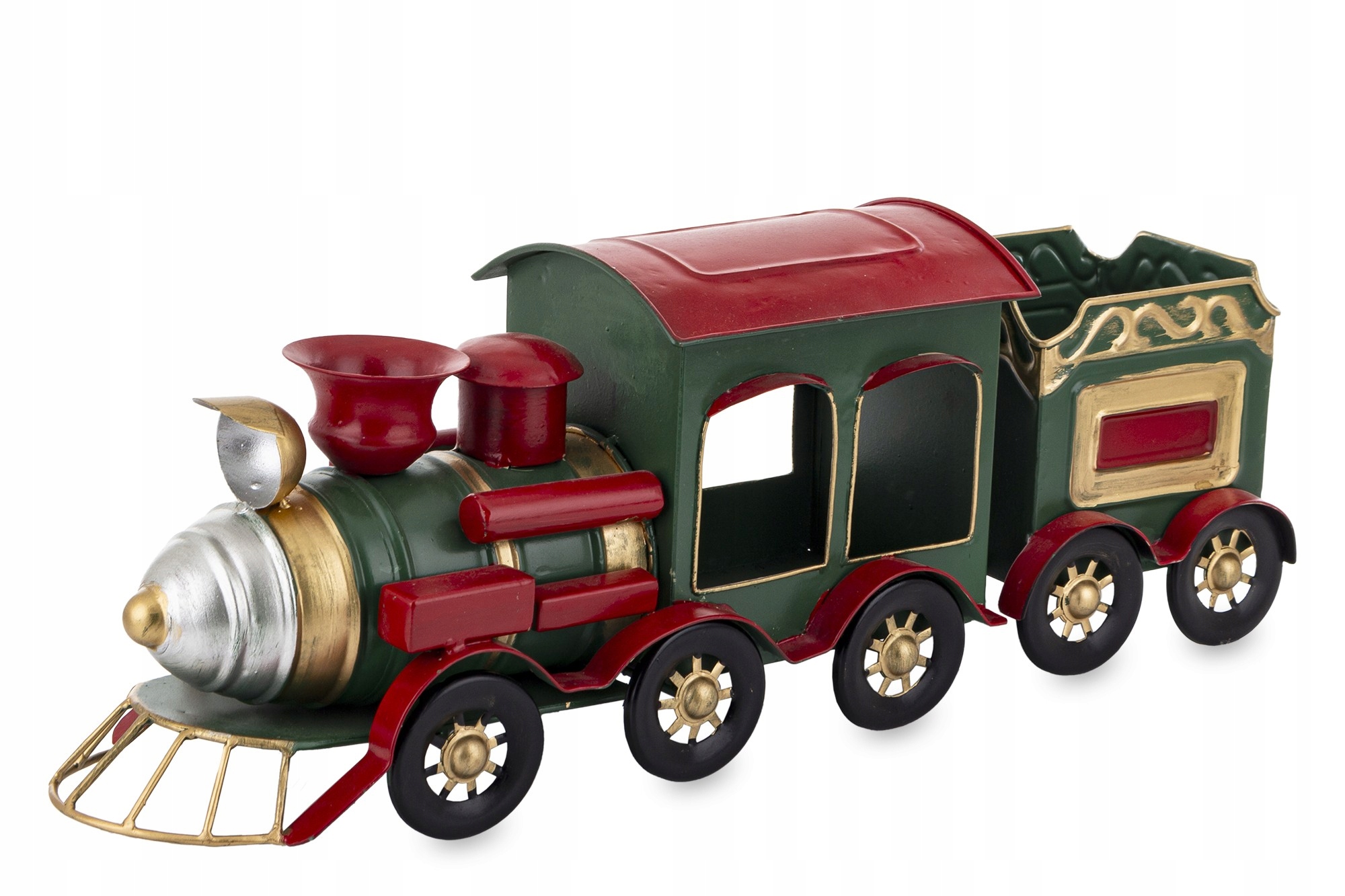 Vianočná ozdoba Vianoce Vláčik Lokomotíva Zelená Červená Kovová
