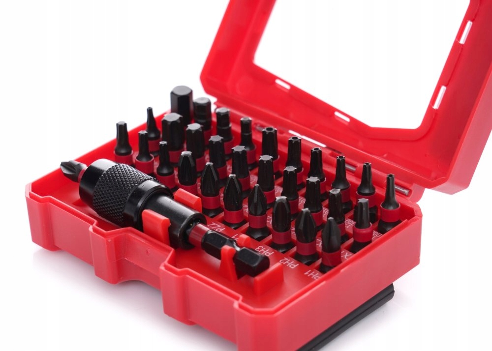 Zestaw Bitów Udarowych z Uchwytem 32szt Typ grotu płaski Pozidriv Torx imbus