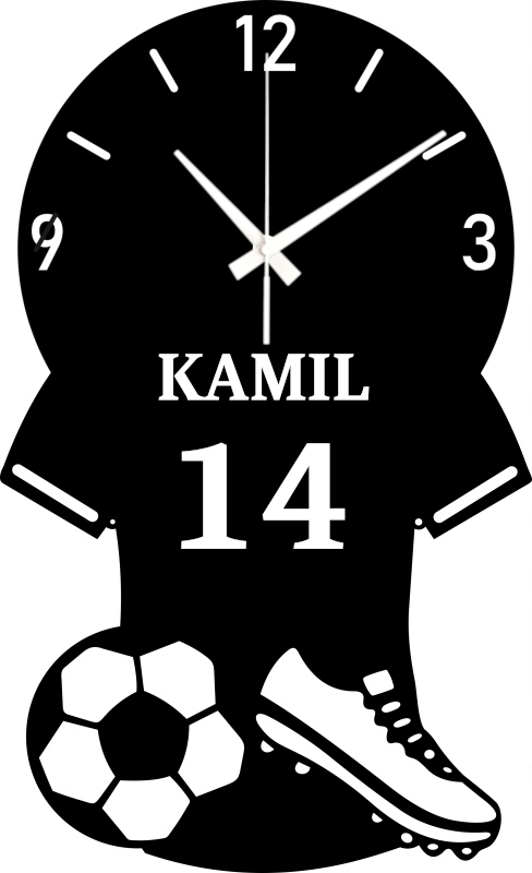 Nástěnné hodiny personalizované pro fotbalistu Fotbal Jméno Číslo 69 cm