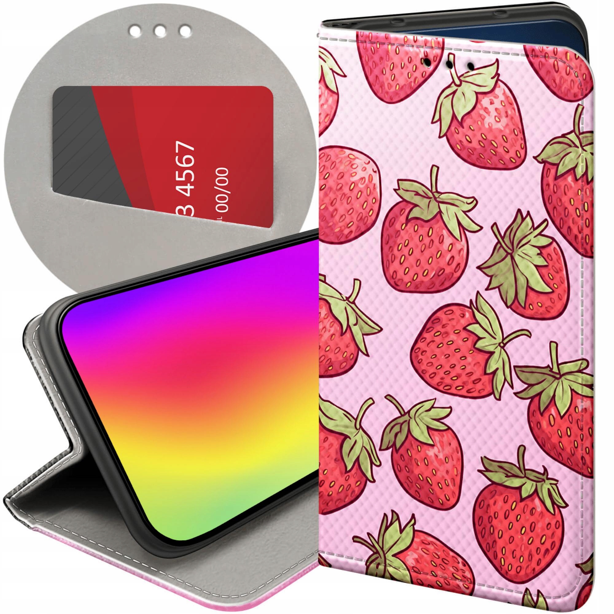 Etui Z Klapką Do Oppo RENO12 5G Truskawki Poziomki Owoce Futerał Case