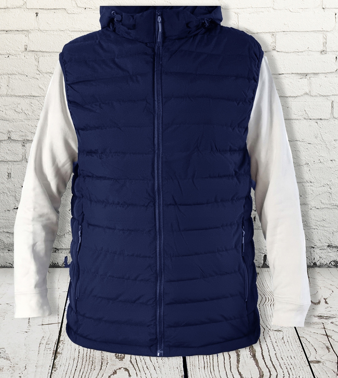 KAMIZELKA MĘSKA BEZRĘKAWNIK GRANATOWY PIKOWANA KAPTUR XXXL 3XL Rozmiar 3XL