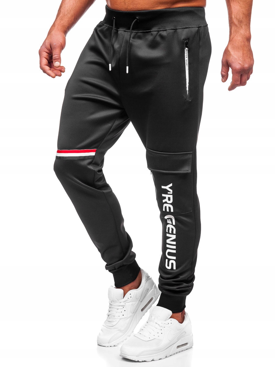 

Spodnie Męskie Dresowe Czarne K10277 Denley_l
