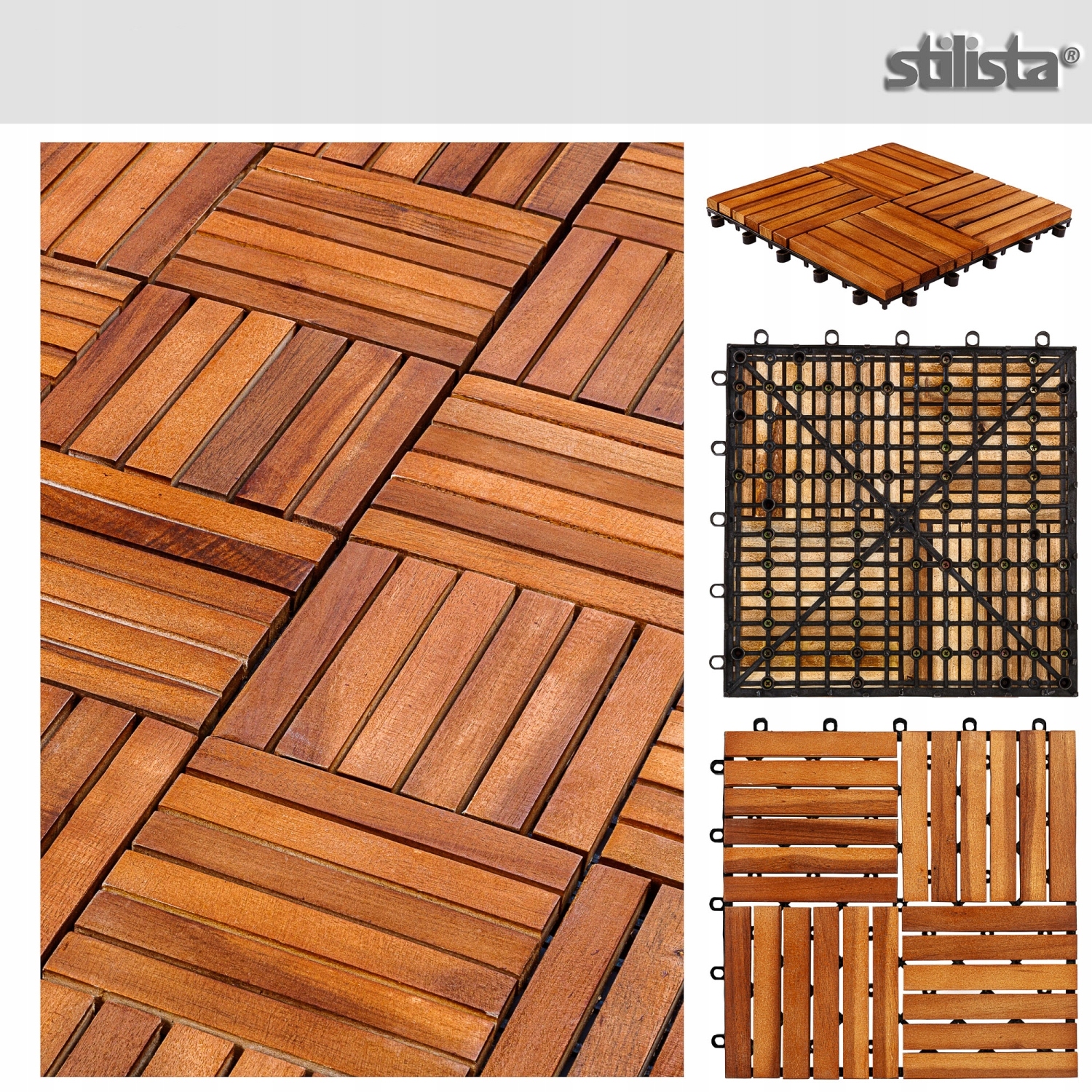 11 SZTUK DREWNIANE PŁYTKI PANELE TARASOWE BALKON Materiał inny materiał