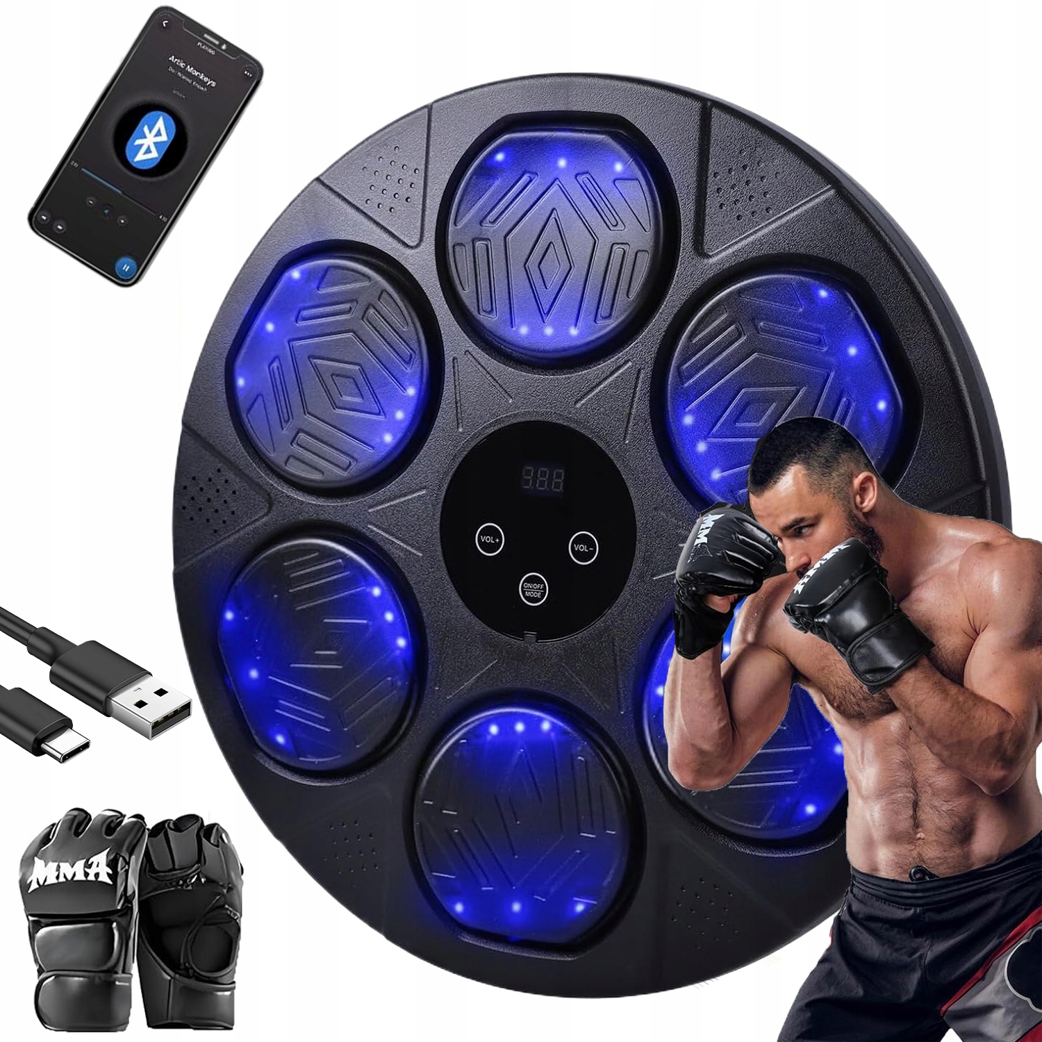 Nástěnný Inteligentní Boxerský Terč S Hudbou Bluetooth Trénink Reakce