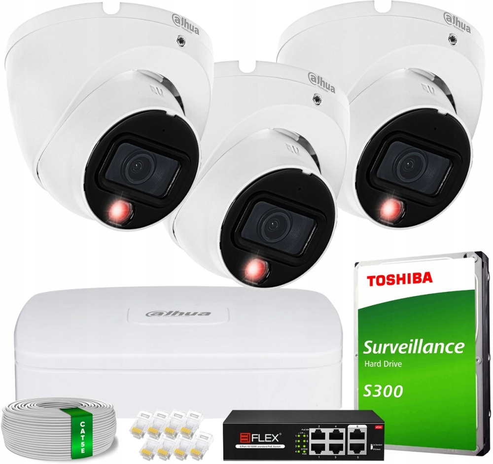 Sada na monitorovanie domu Ip kamera 3x IPC-HDW1839T-A-IL 8MPx IR30 m mikrofón