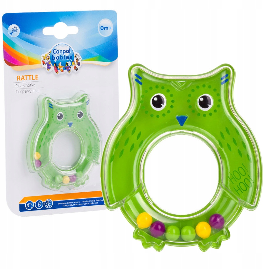 CANPOL BABIES ZABAWKA GRZECHOTKA SOWA ZIELONA 0m+