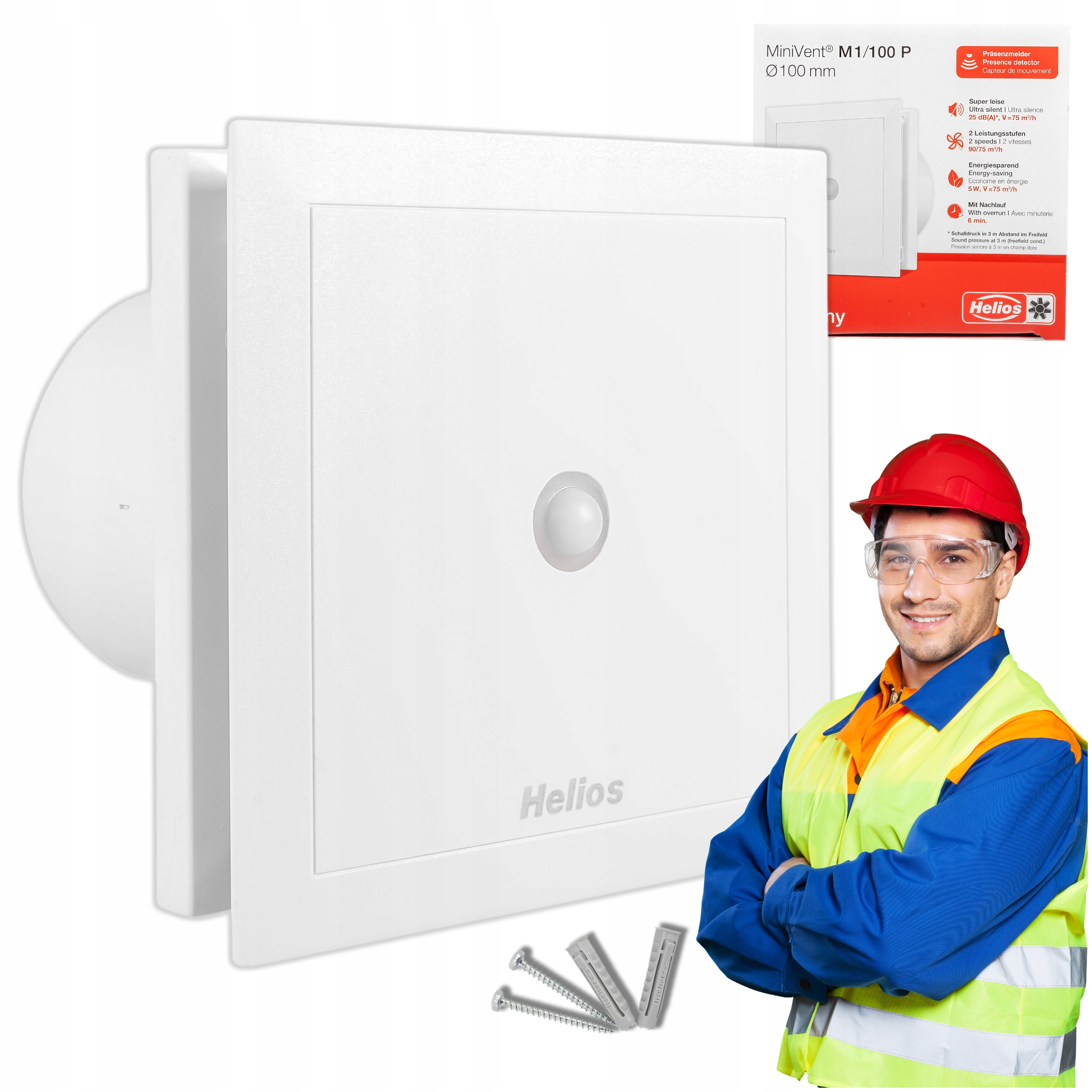 Kúpeľňový Ventilátor 100 mm s pohybovým senzorom Helios