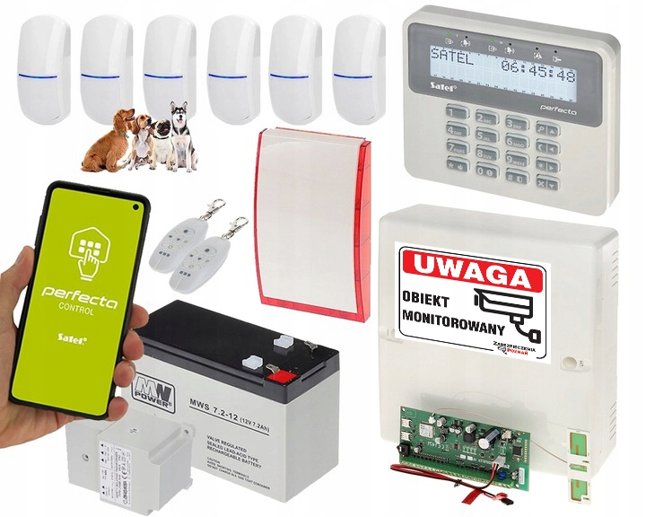 Bezprzewodowy System Alarmowy Satel Perfecta Wrl 6 Czujka Pir Pet moduł Gsm