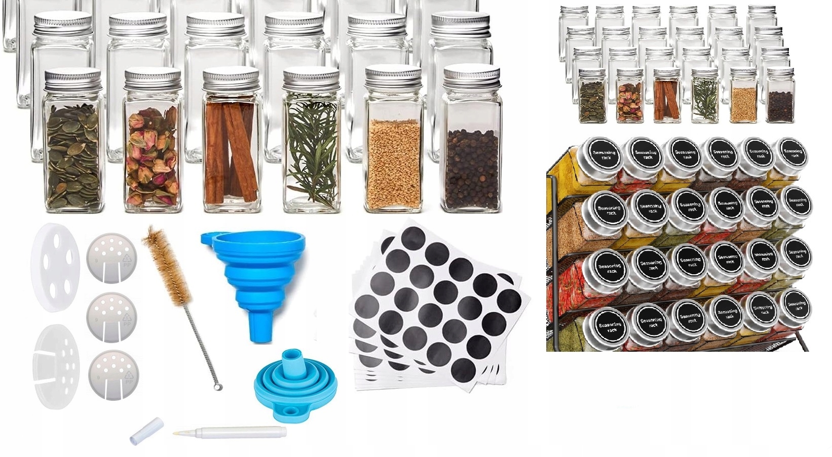 ZESTAW 24 SŁOICZKÓW DO PRZYPRAW 120 ML SZKŁO ALU