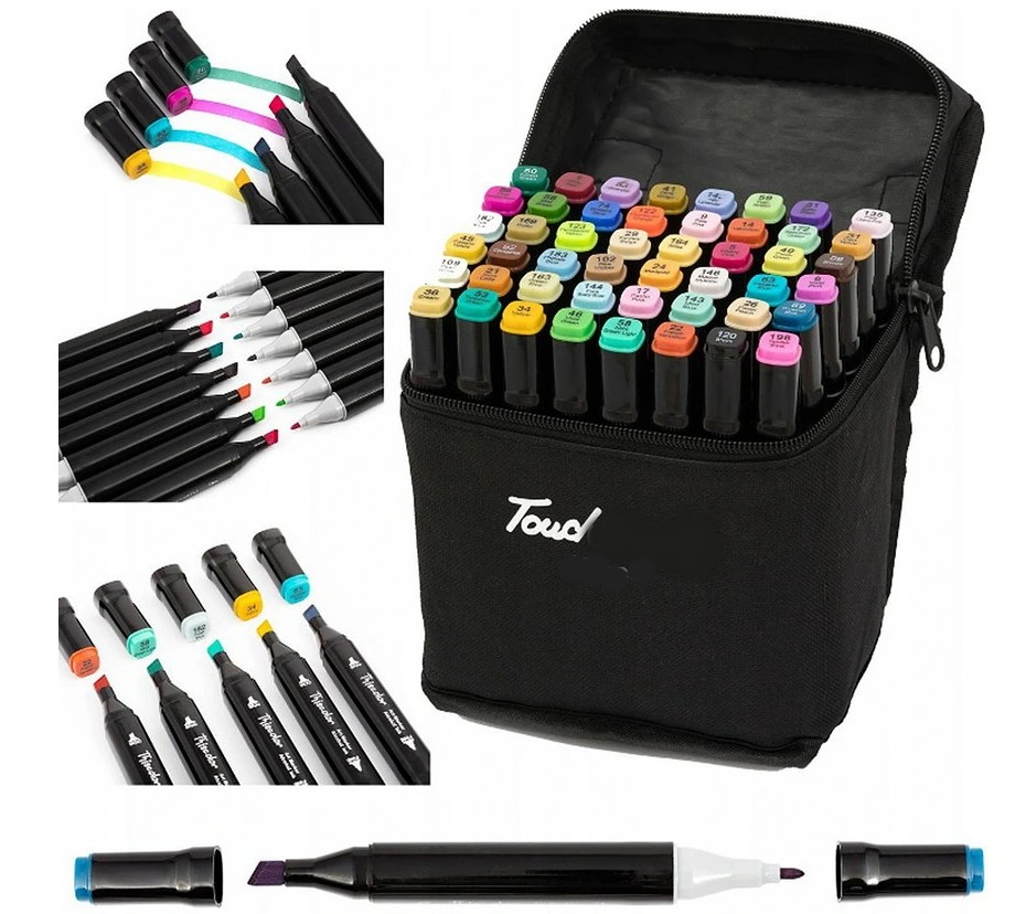 

Paka 48x Marker Dwustronny Pisak Flamastry +torba