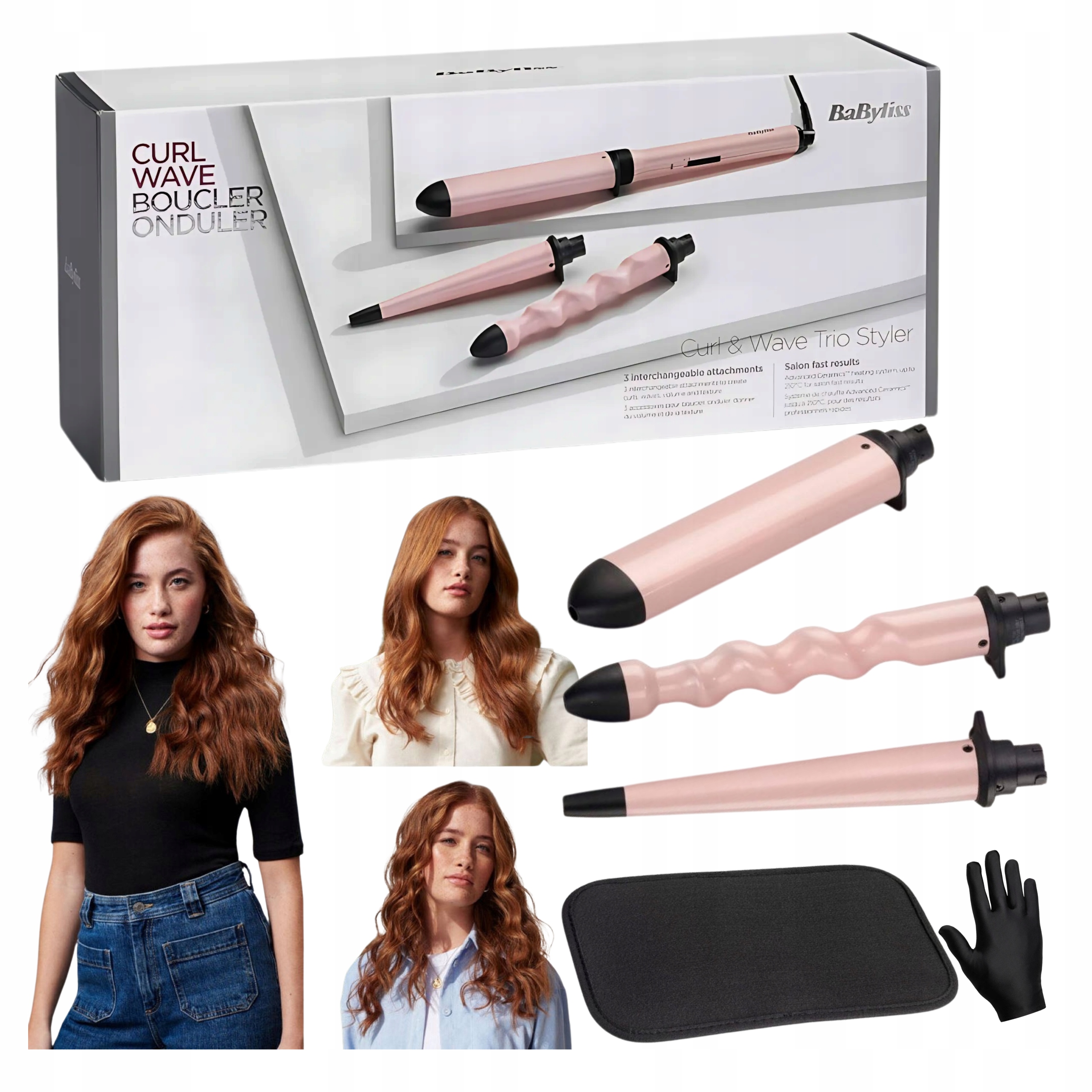 Lokówka do włosów wielofunkcyjna Babyliss 3 nasadki stylizujące Ceramiczna