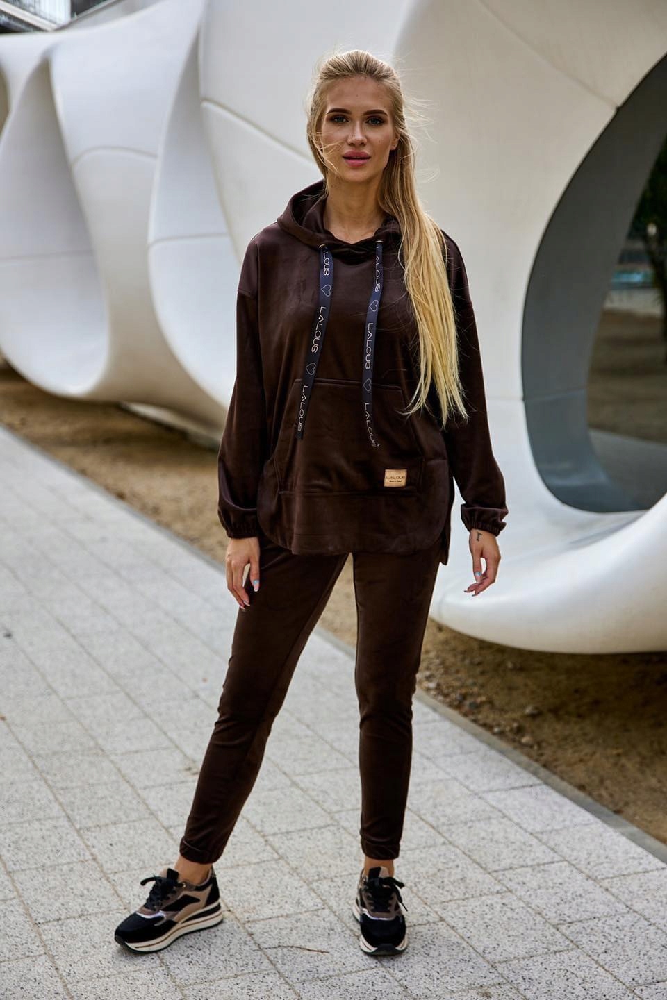 Mikina Hnědá Velur 0748 Lalous vel S