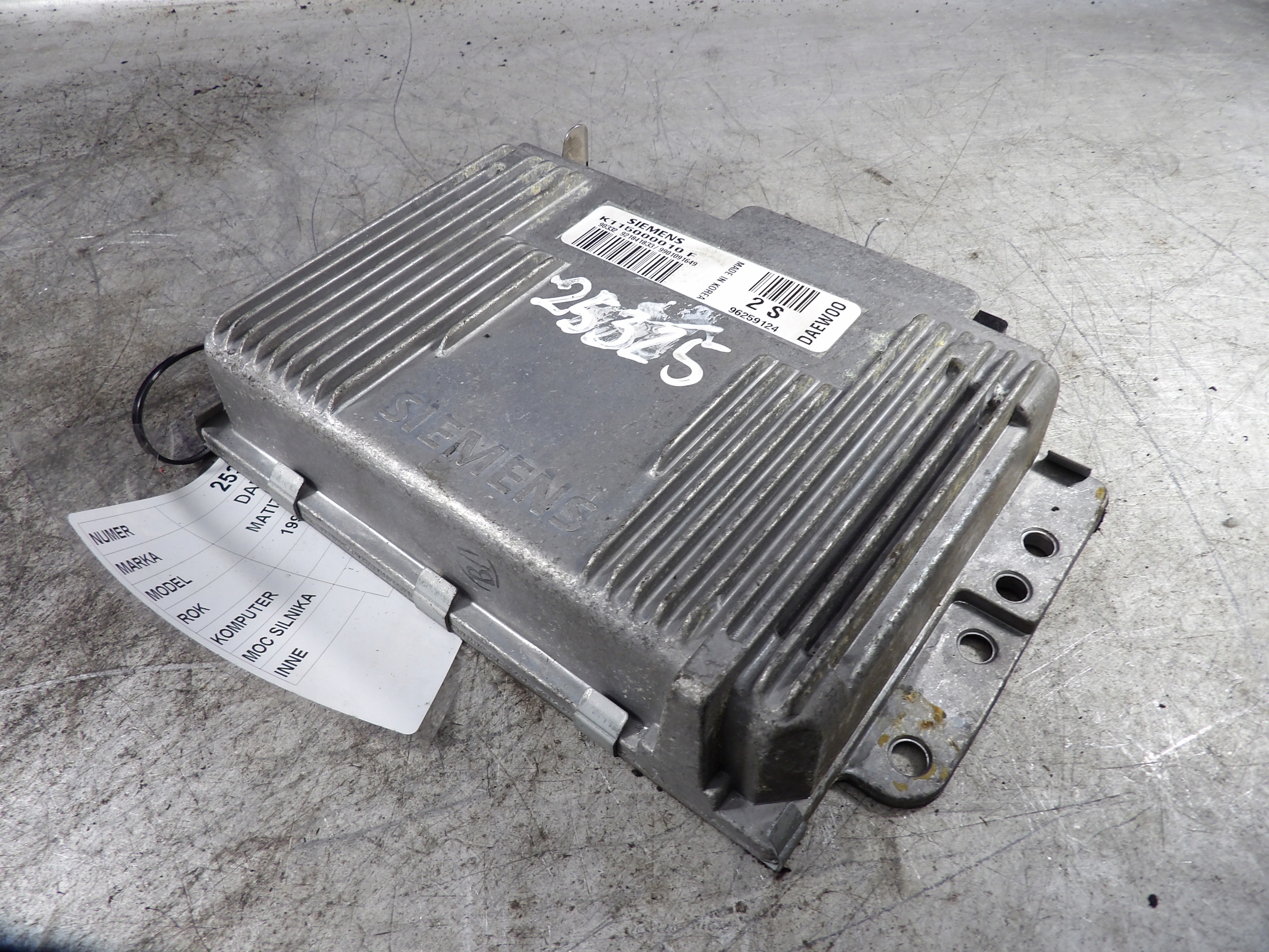 Daewoo Matiz computer, control unit 96259124 K115000010F