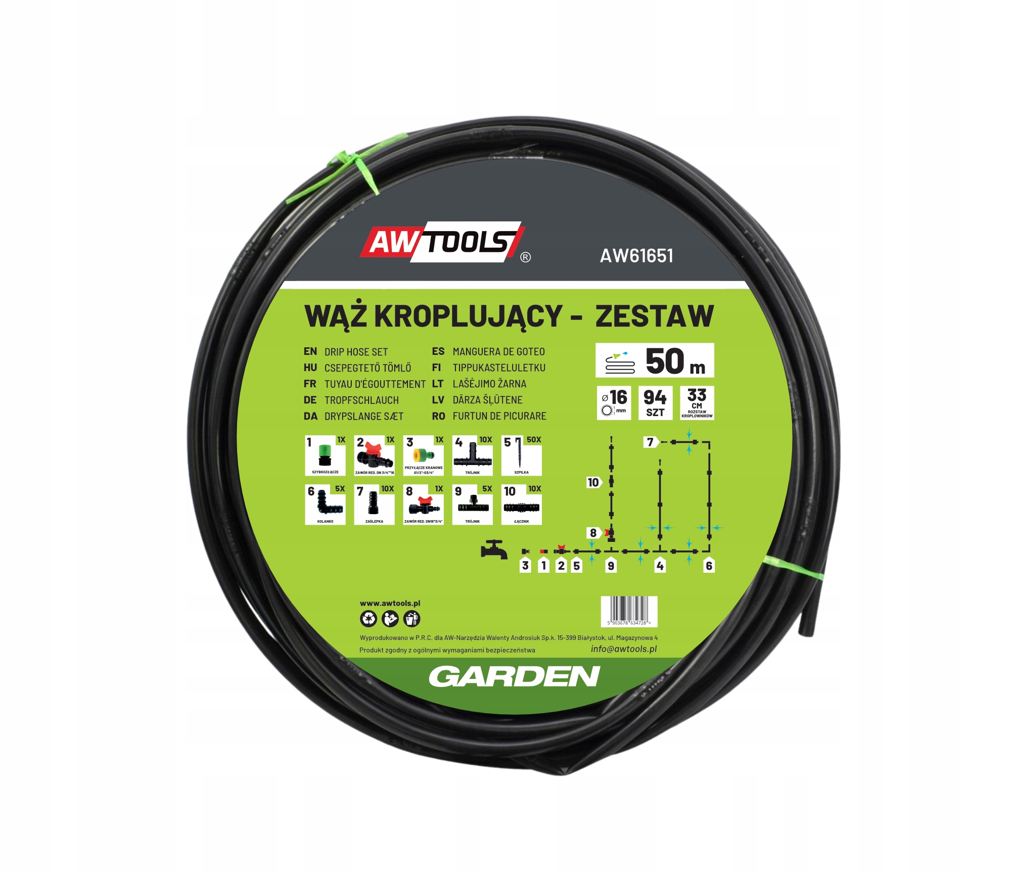 Hadice Set 50 m 94 dílů Awtools