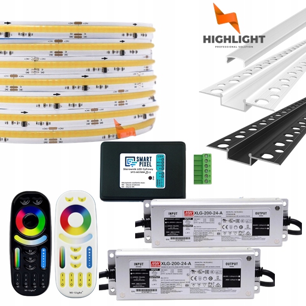 30 m Sada Fasádová Led páska Cob Cct 11W 24V IP65+Profil W/b