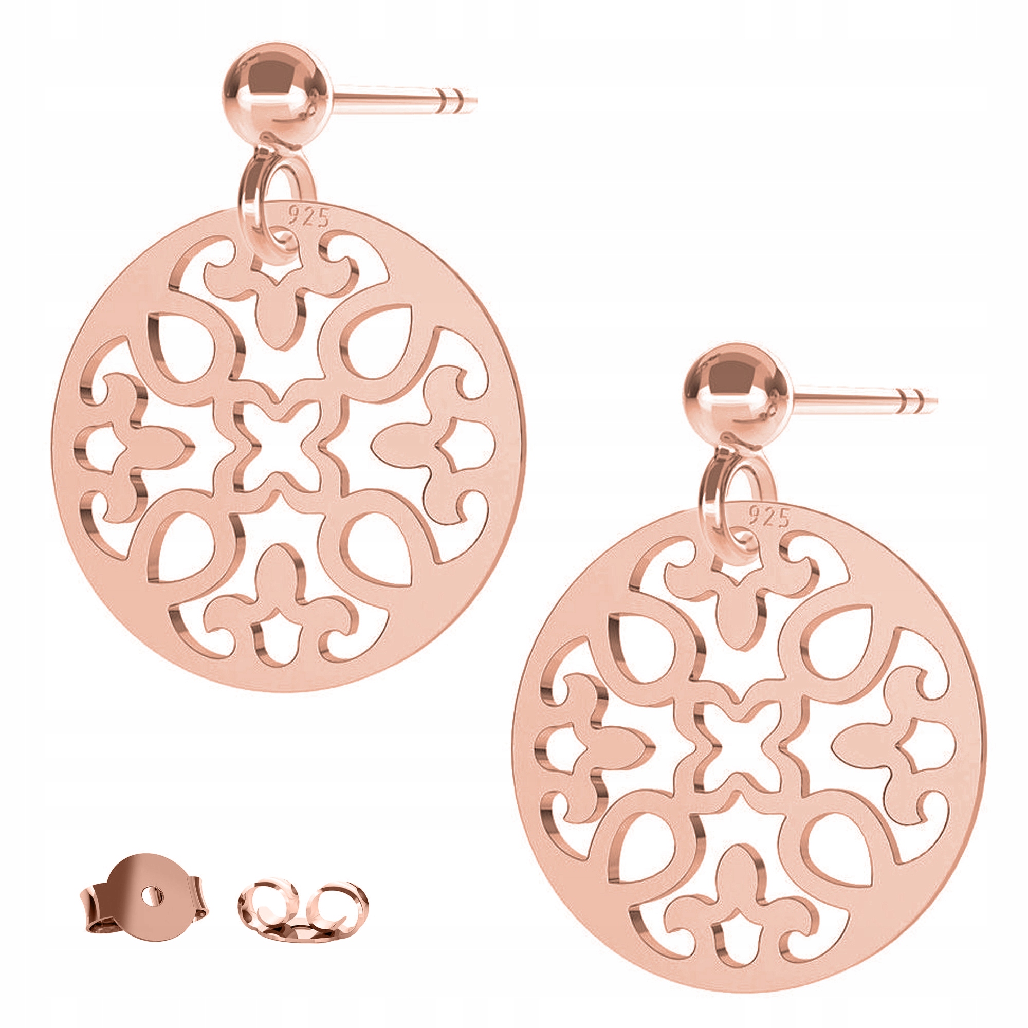 

Kolczyki Rozeta różowe złoto 925