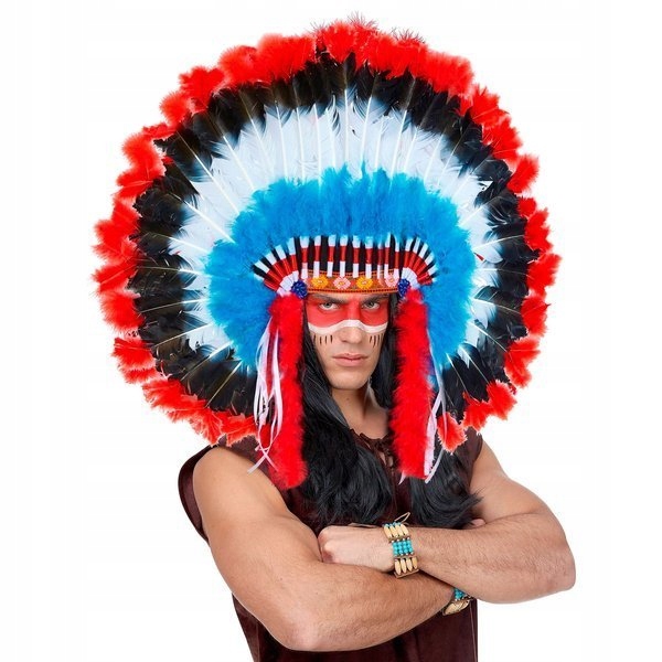 PIÓROPUSZ WODZA INDIANINA INDIAŃSKI NIEBIESKI XXL Postać/temat Indianin