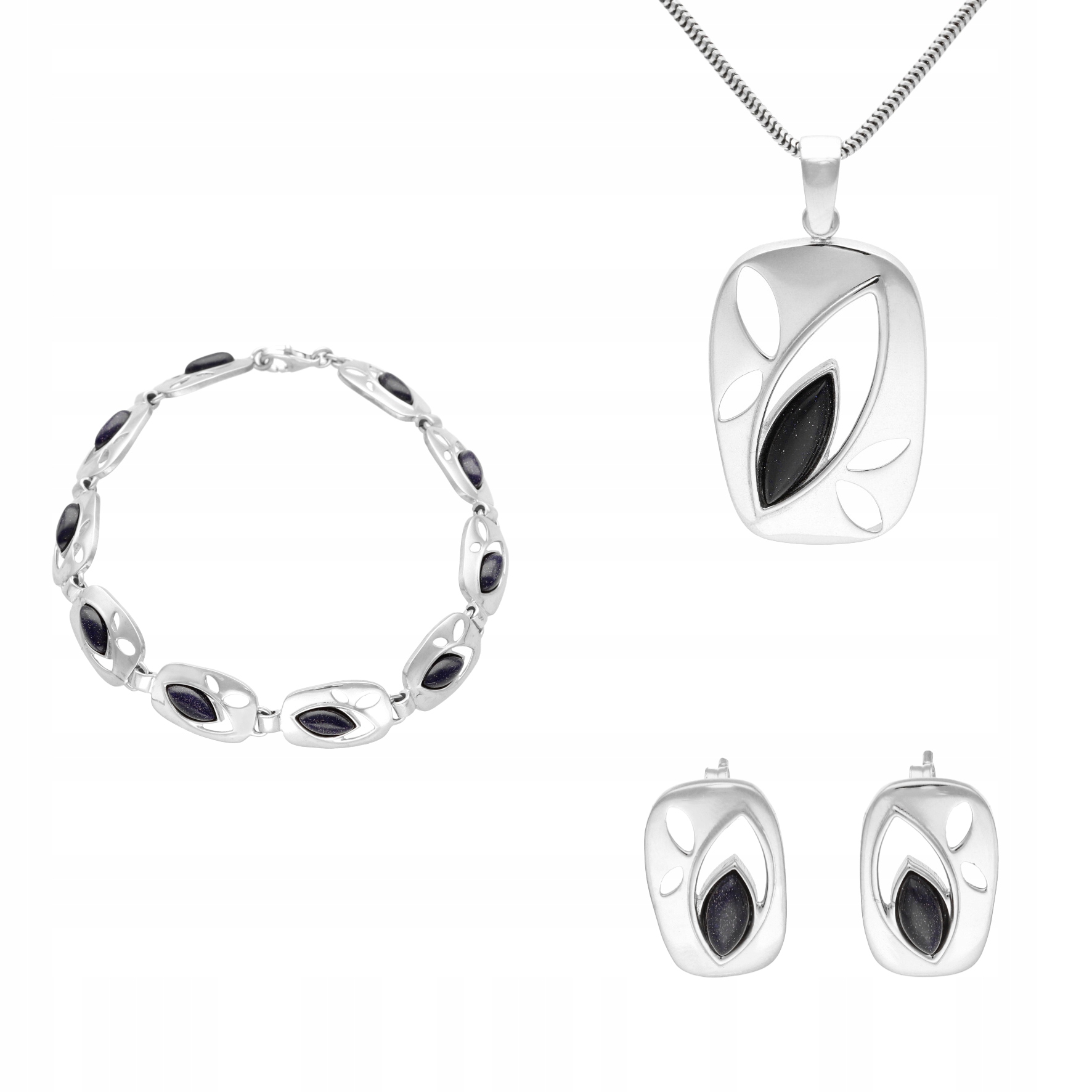 Komplet s Káhirskou nocí, obdélníky, stříbro