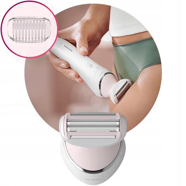 DEPILATOR DAMSKI PHILIPS BRE710 + GOLARKA + ETUI Kolor dominujący biały