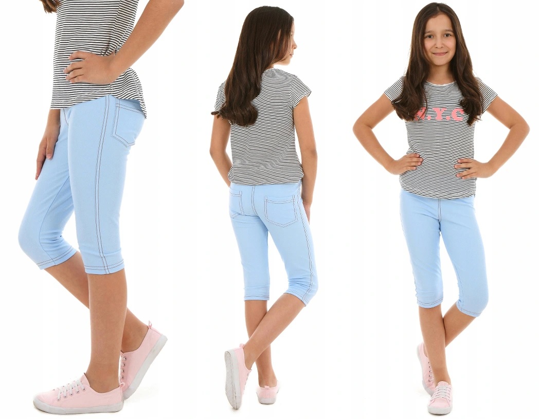 Leginsy getry jeansowe 3/4, RYBACZKI - 158 KROPEK