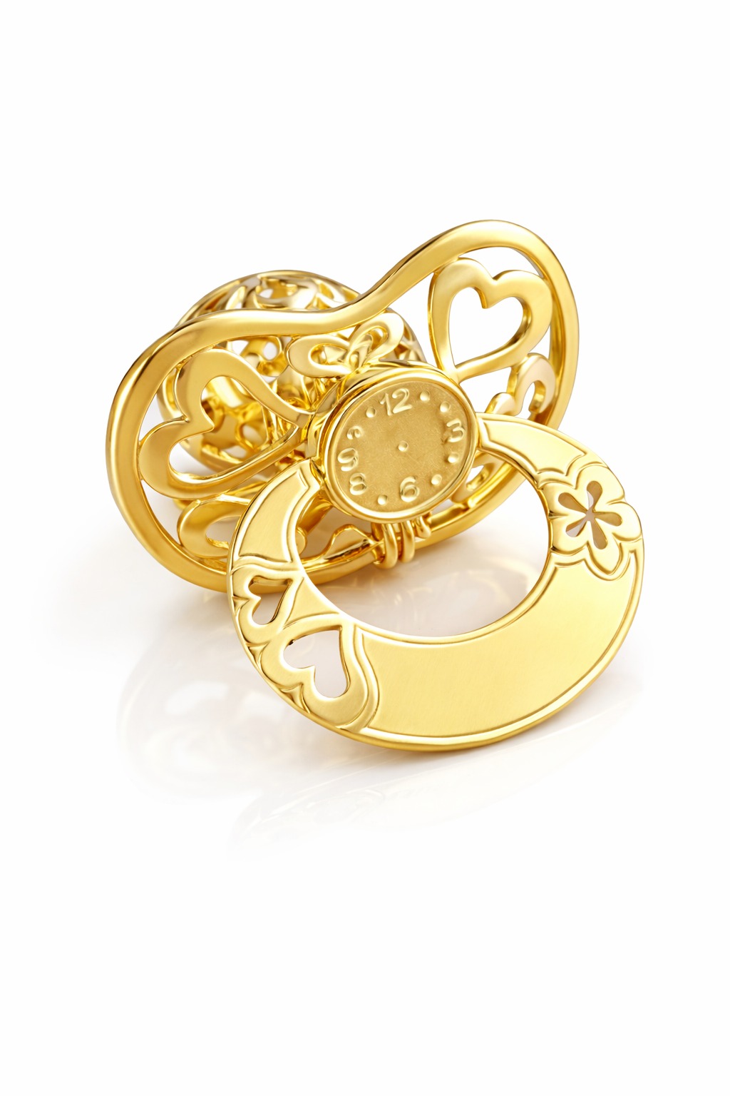 Stříbrný pozlacený dudlík na křtiny s gravírováním dárek ke křtinám stříbro 925