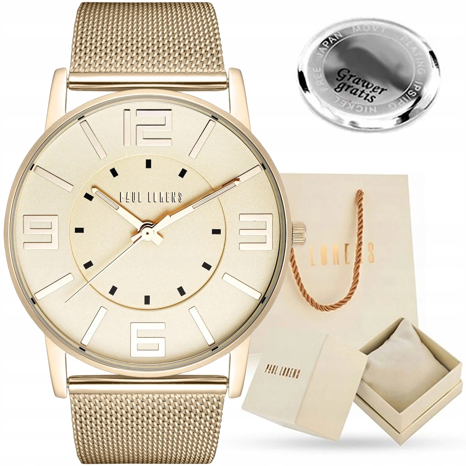 Velké dámské hodinky Paul Lorens Debby dobře čitelný ciferník s číslicemi Gravírování