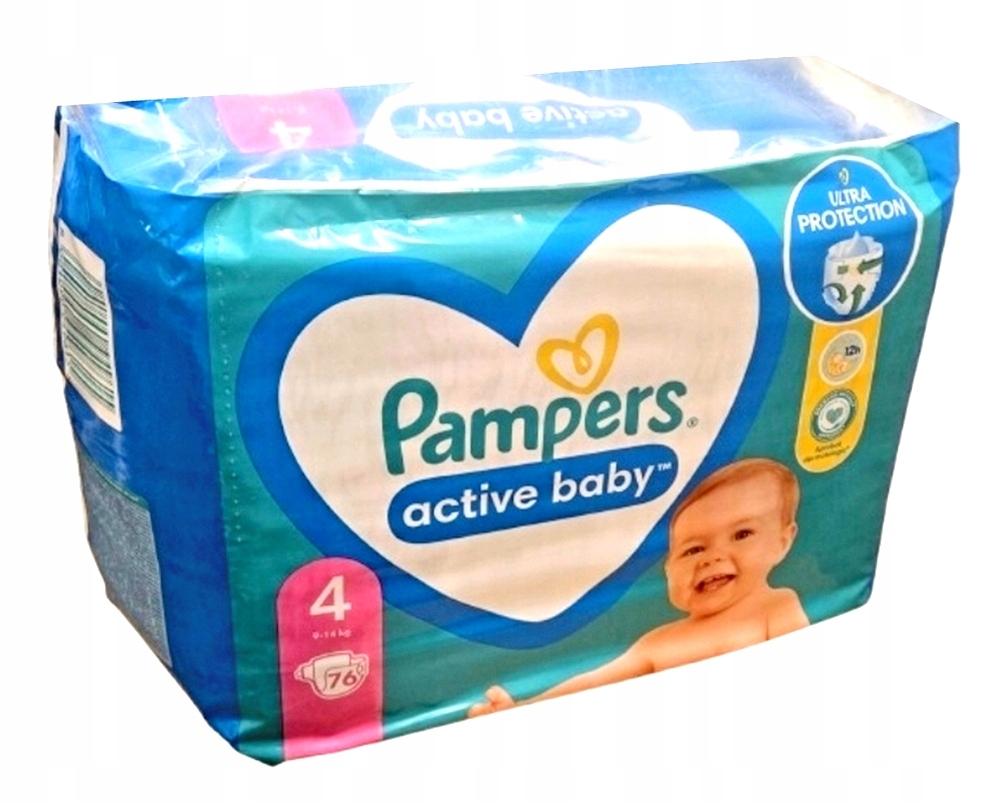 PIELUSZKI PAMPERS 4 ACTIVE BABY 9-14 KG 76 SZT