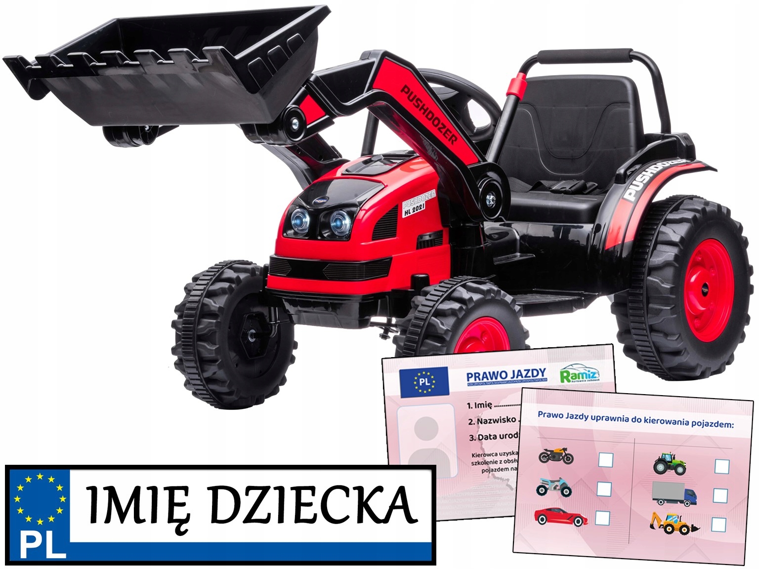 koparka na akumulator dla dzieci Traktor Z Ruchomą Łyżką piankowe koła