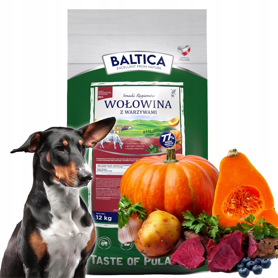 Levně Suché krmivo pro psy Baltica Hovězí se zeleninou M/L 12 kg