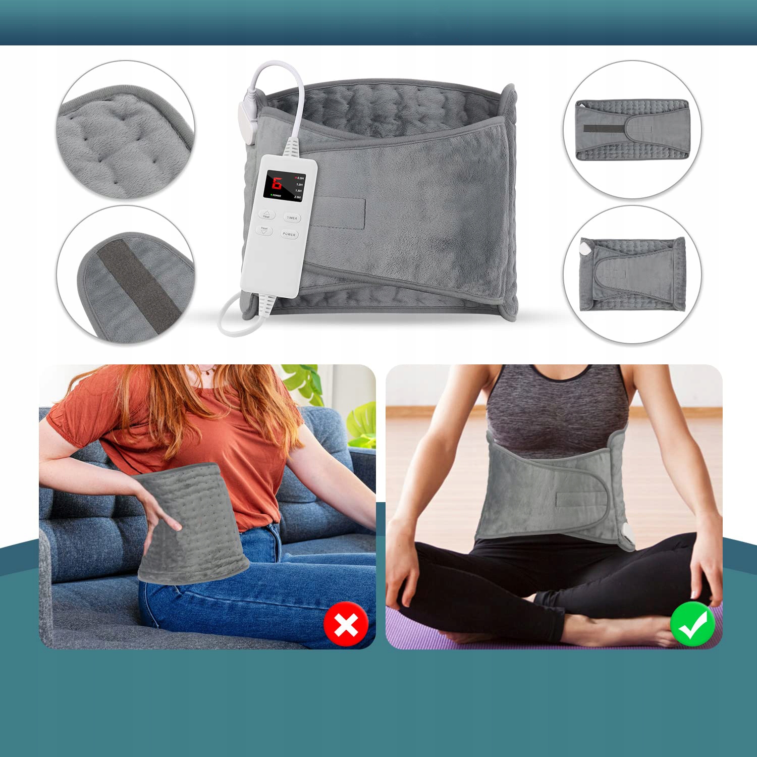 PAS LĘDŹWIOWY ELEKTRYCZNY ROZGRZEWAJĄCY MATA GRZEWCZA PODUSZKA Cechy dodatkowe regulacja temperatury timer