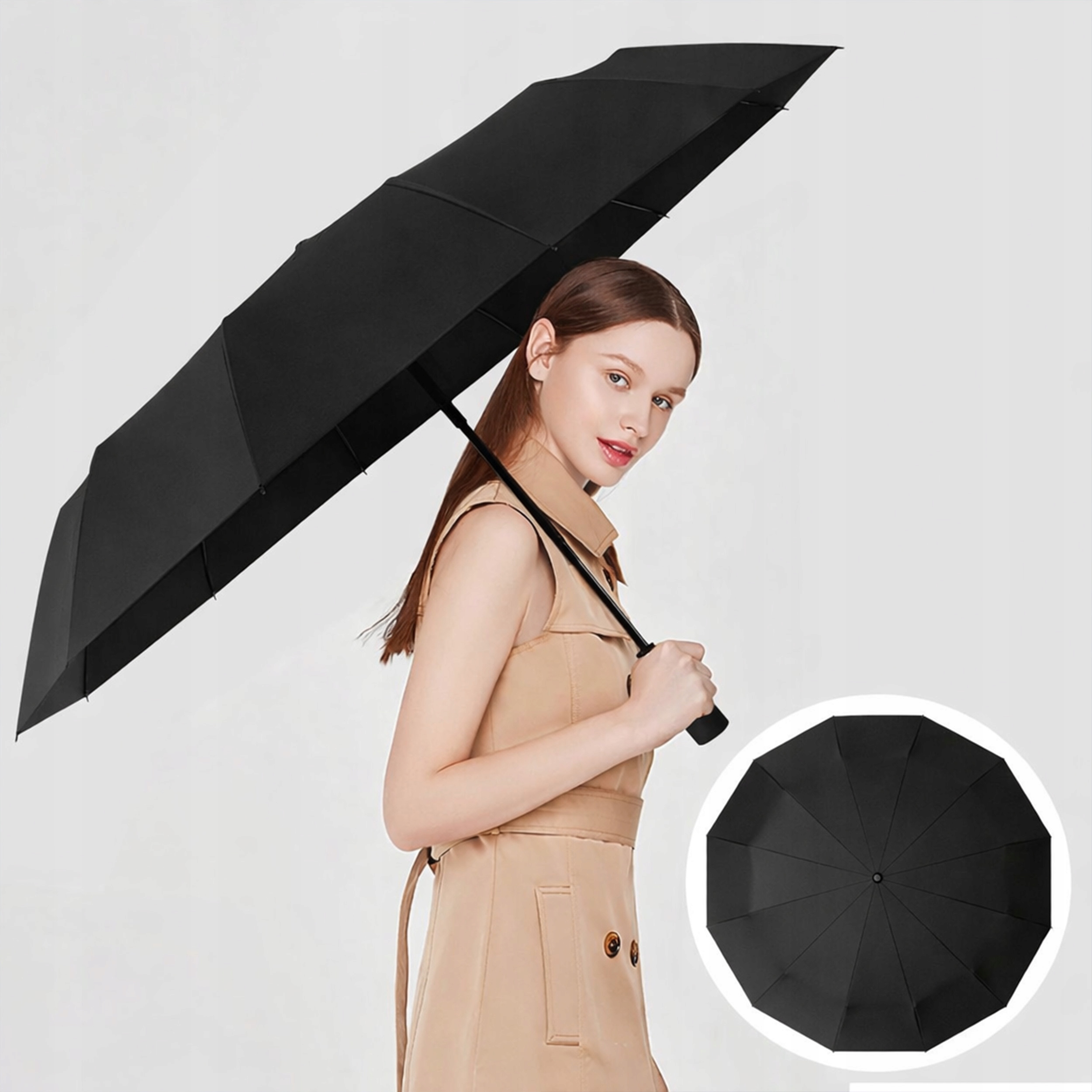 PARASOL WIATROSZCZELNY SKŁADANY PARASOLKA MĘSKA DAMSKA 12 RAMION +POKROWIEC Model NA PREZENT DUŻY AUTOMATYCZNIE ROZKŁADANY 2 OSOBOWY