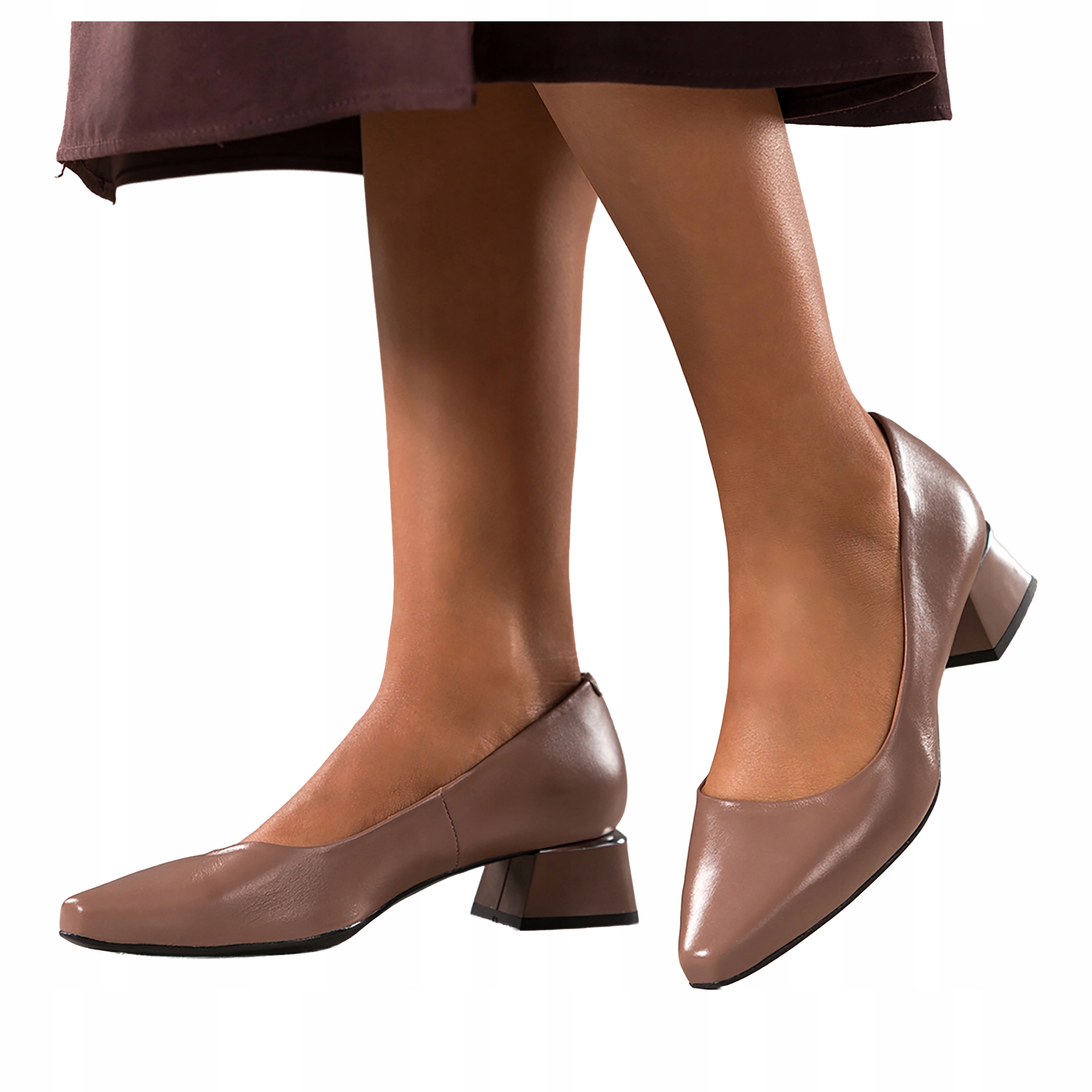 Čelovka Béžová Dámská Kožená Široký Podpatek Klocek Stříbrný Doplněk r 37