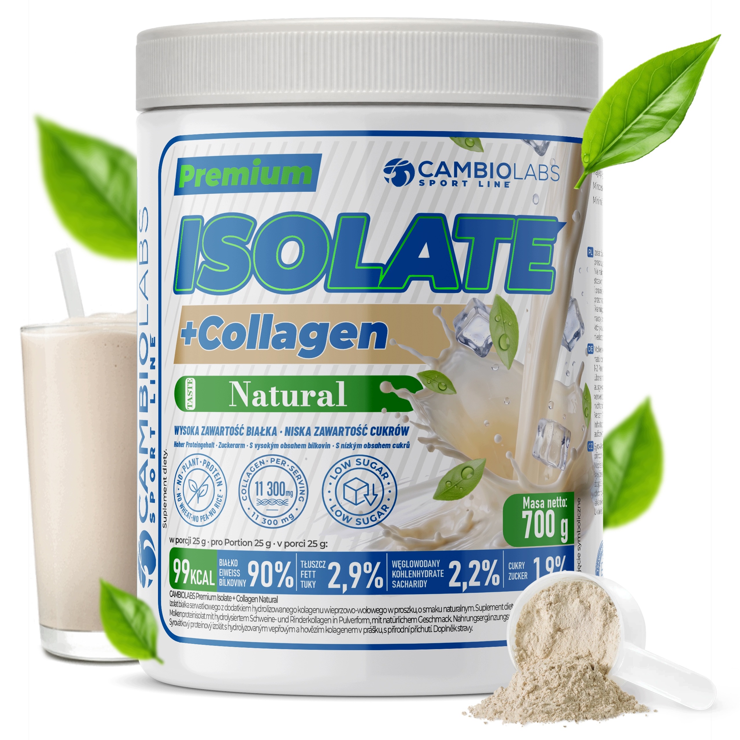 Bílkoviny bez přísad, bez cukru a sladidel Přírodní Proteinový izolát Kolagen