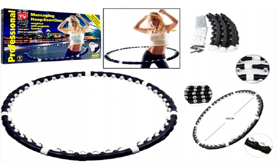 HULA HOP HOOP MAGNETYCZNE Z MASAŻEREM ODCHUDZAJĄCE Kolor dominujący czarny